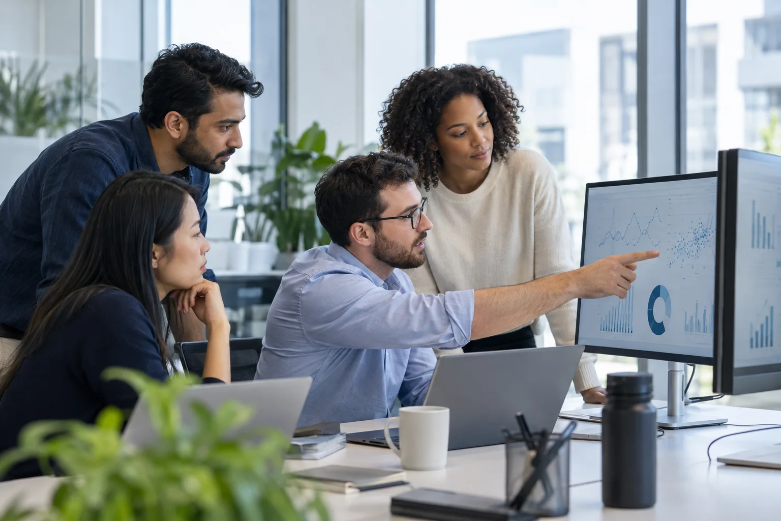 AI engineering team reviewing model evaluation results